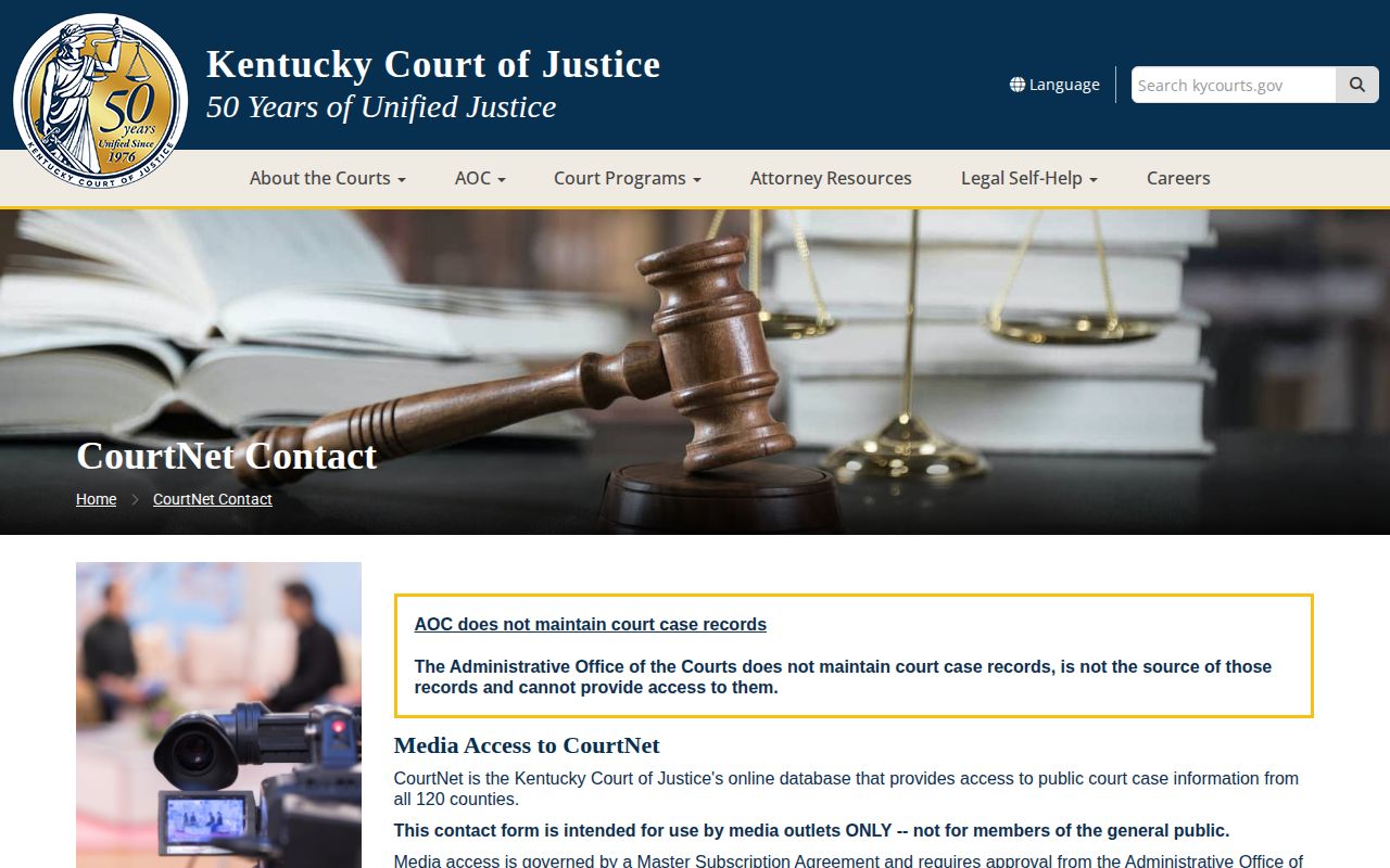 Kentucky CourtNet official access and records guidance